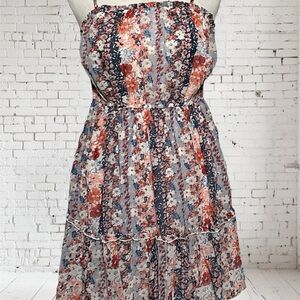 Sincerely Jules Red White and Blue Floral Flirty Sundress NEW SzM 4th of July